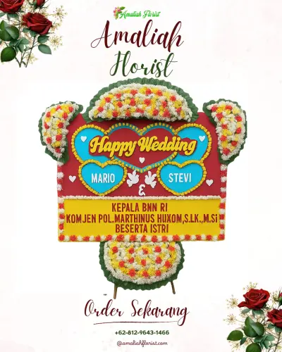 Karangan Papan Bunga Pernikahan di Hotel Aquarius Boutique Palangkaraya
